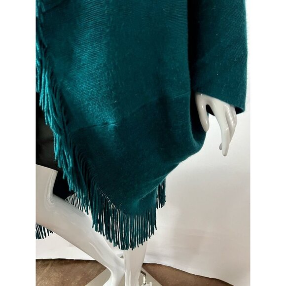 Layers By Lizden Womens Duster Sweater Shawl Blue Long Sleeve Fringe Plus OS - Picture 5 of 12